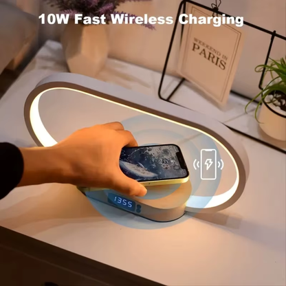 Digital Alarm Clock with Wireless Charging Pad and Dimmable Night Light