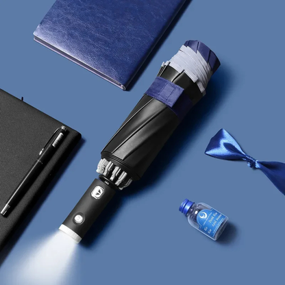 Foldable Umbrella with Automatic Button, Reverse Design and LED Flashlight