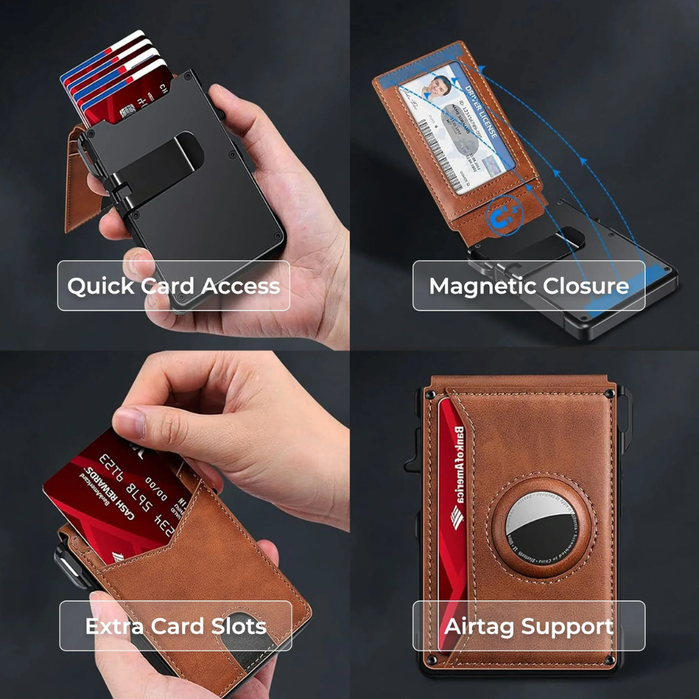 Wallet with RFID Blocking Card Holder and AirTag Slot for Daily Carry