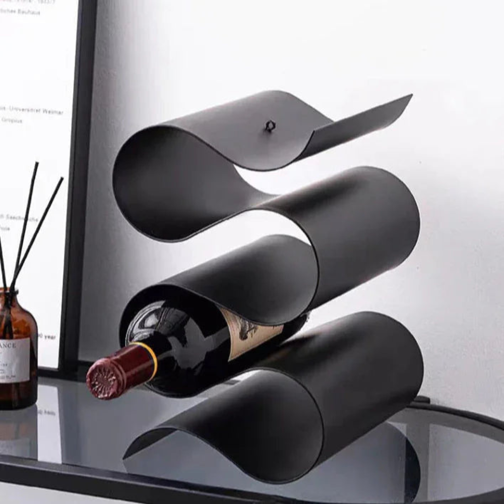 Countertop Wine Racks Free Standing 3 Bottle Holder Sculptural Iron Organizer