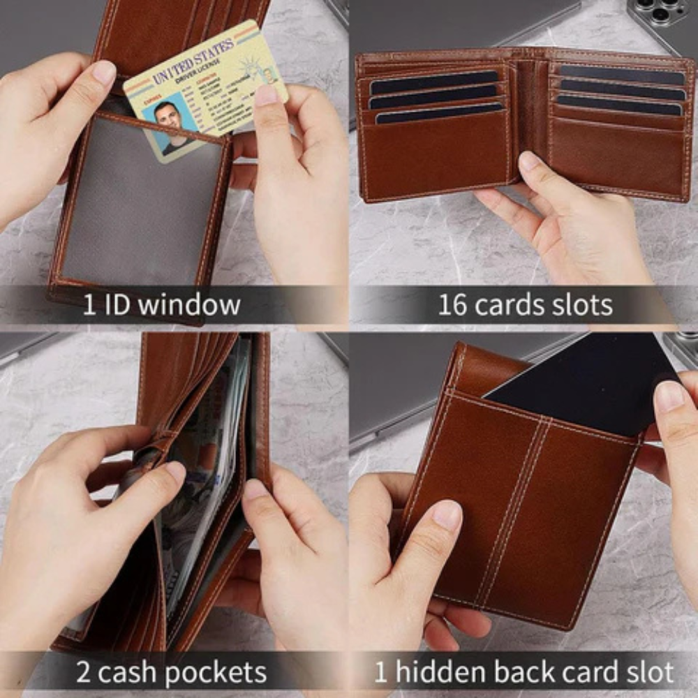Wallet Bifold Genuine Leather RFID Blocking Multi Card Slot Holder
