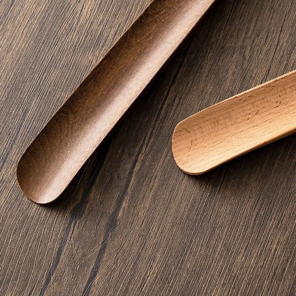 Long Handled Shoe Horn with Solid Wood Body and Magnetic Storage Mount