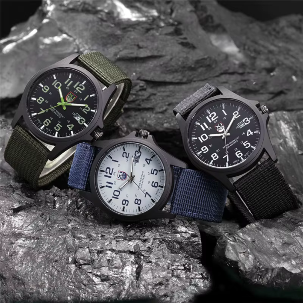 Mens Watches Tactical Field Military Style Quartz Watch with LED