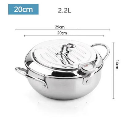 Stainless Steel Deep Frying Pot With Thermometer For Frying Food - Deep Fryer