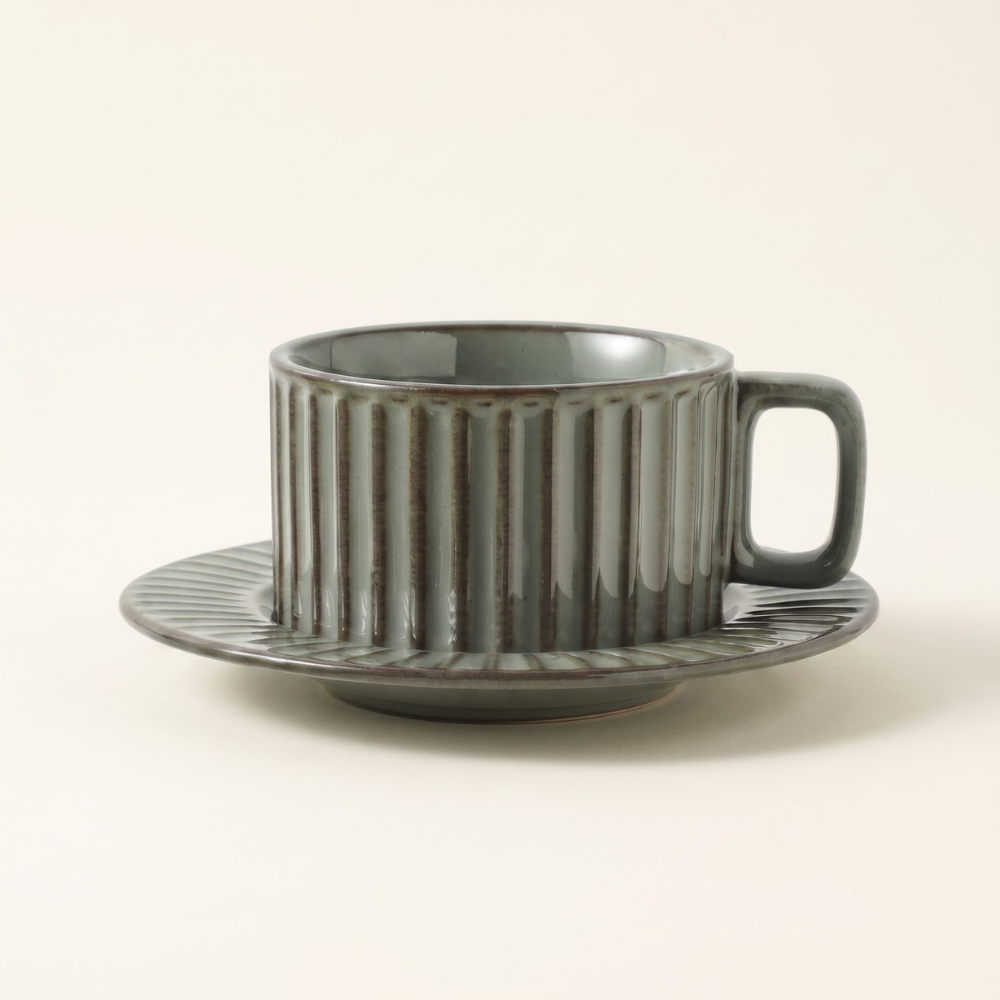 8 oz Coffee Mug with Kiln Fired Glaze and Non Slip Base Vintage Style