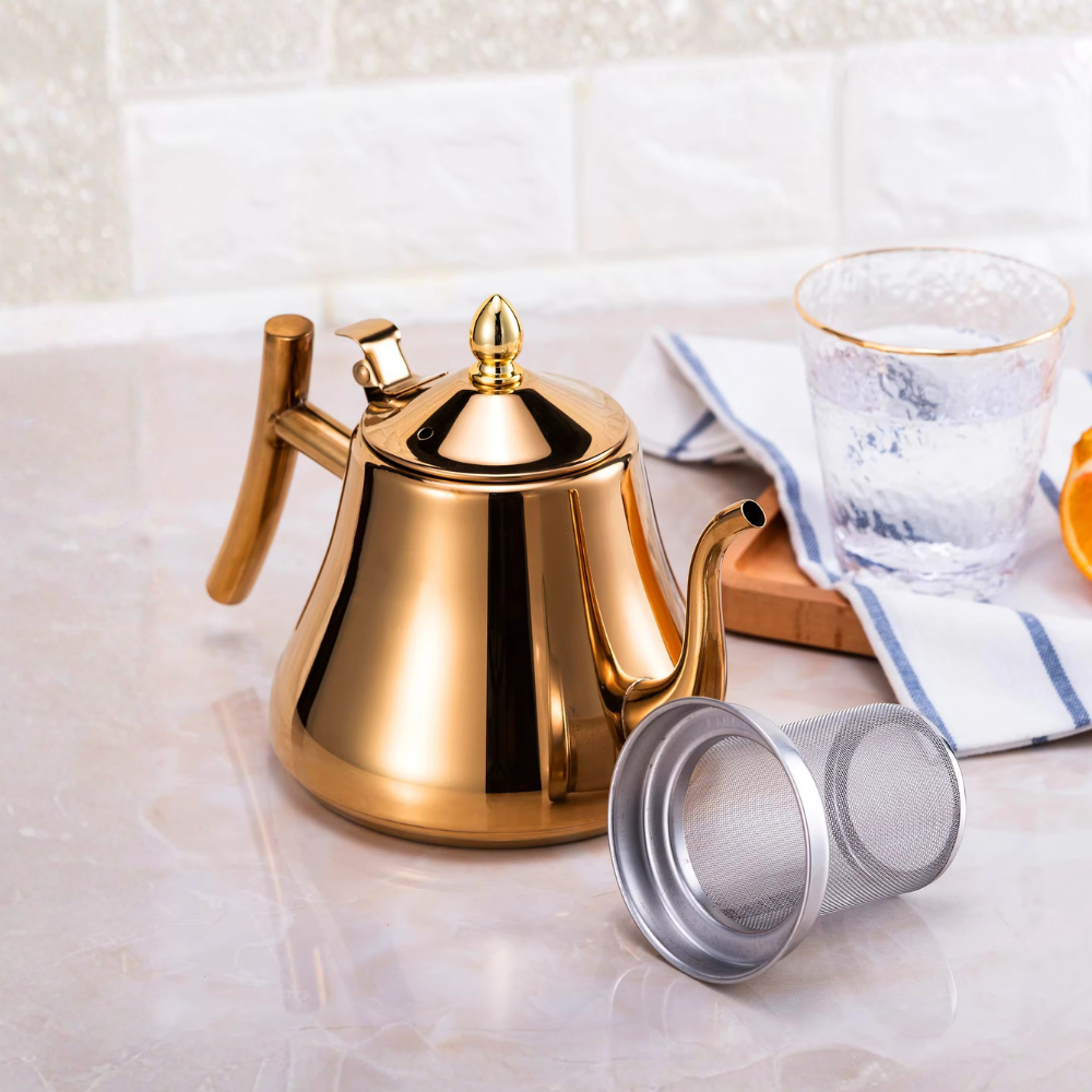 Stainless Steel Teapot With Filter, Induction Tea Kettle Cooker With Stainless Steel Lid