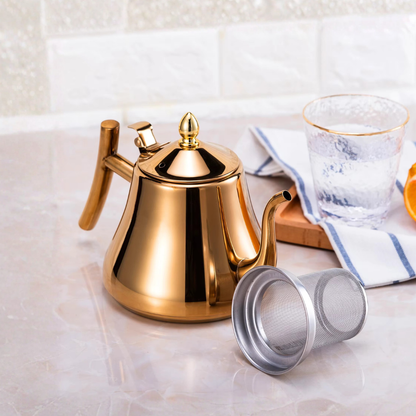 Stainless Steel Teapot With Filter, Induction Tea Kettle Cooker With Stainless Steel Lid