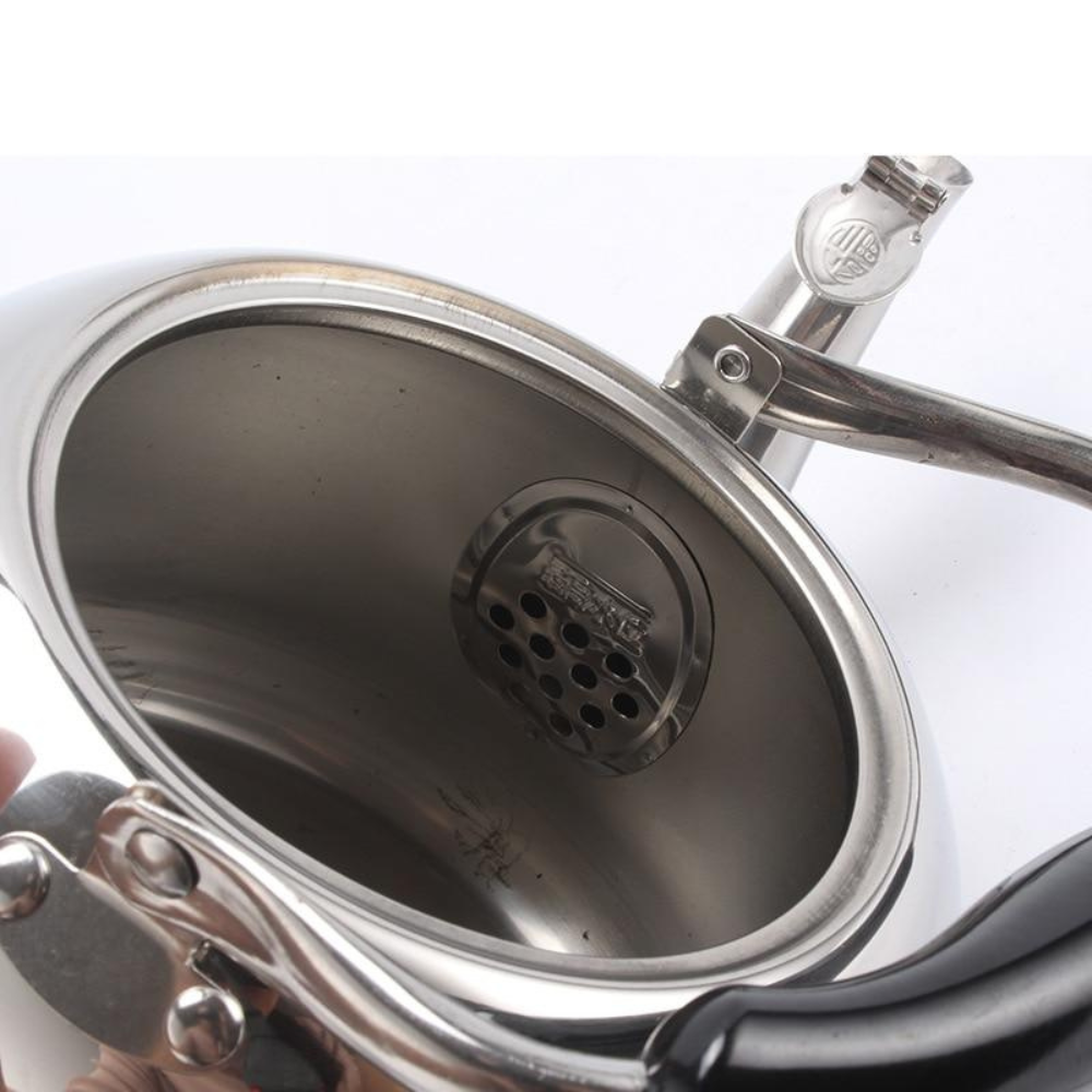 Stainless Steel Whistling Stovetop Teapot, Whistling Large Capacity Tea Kettle With Black Handle