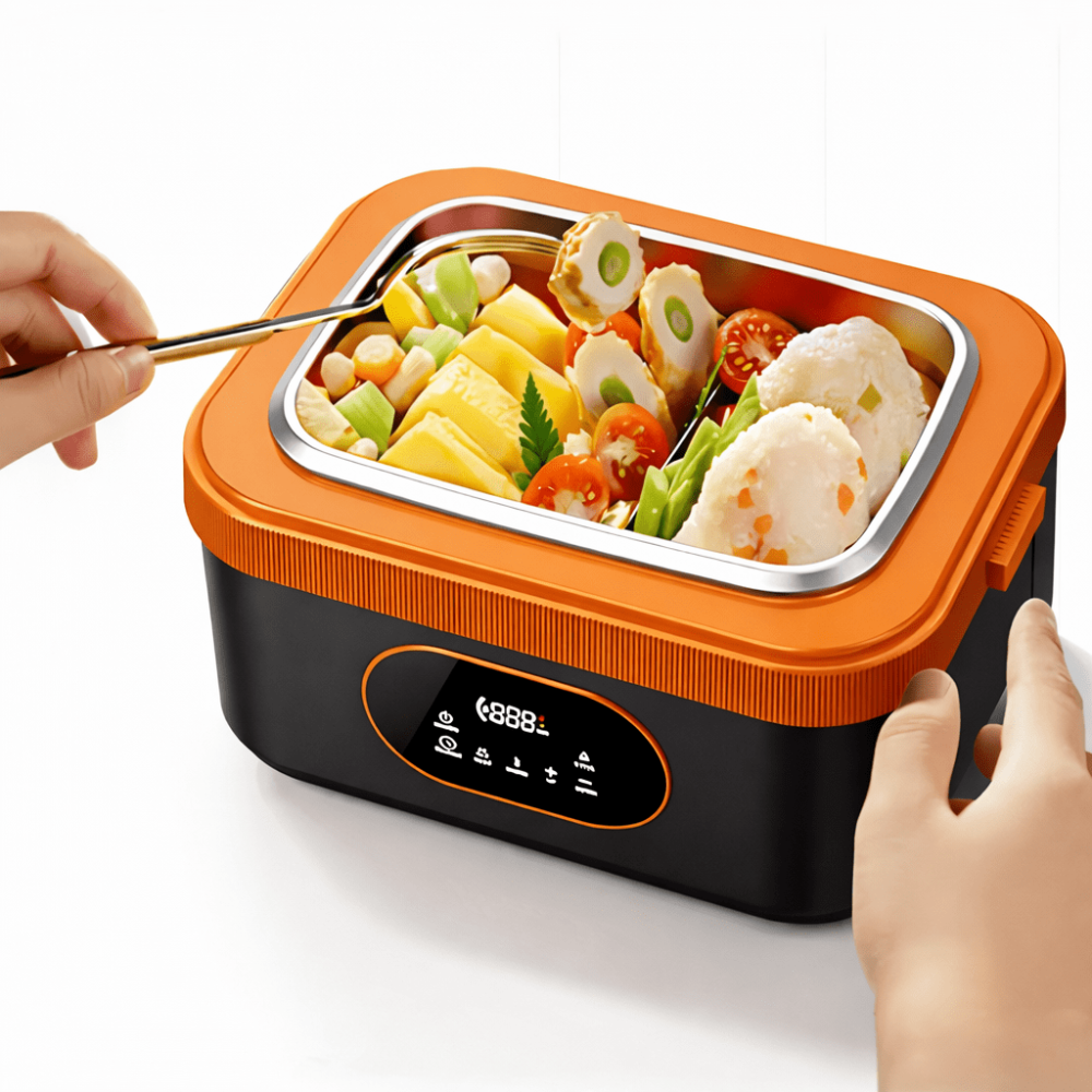 Portable Food Warmer Electric Lunch Box with Wireless Self Heating and Smart Timer
