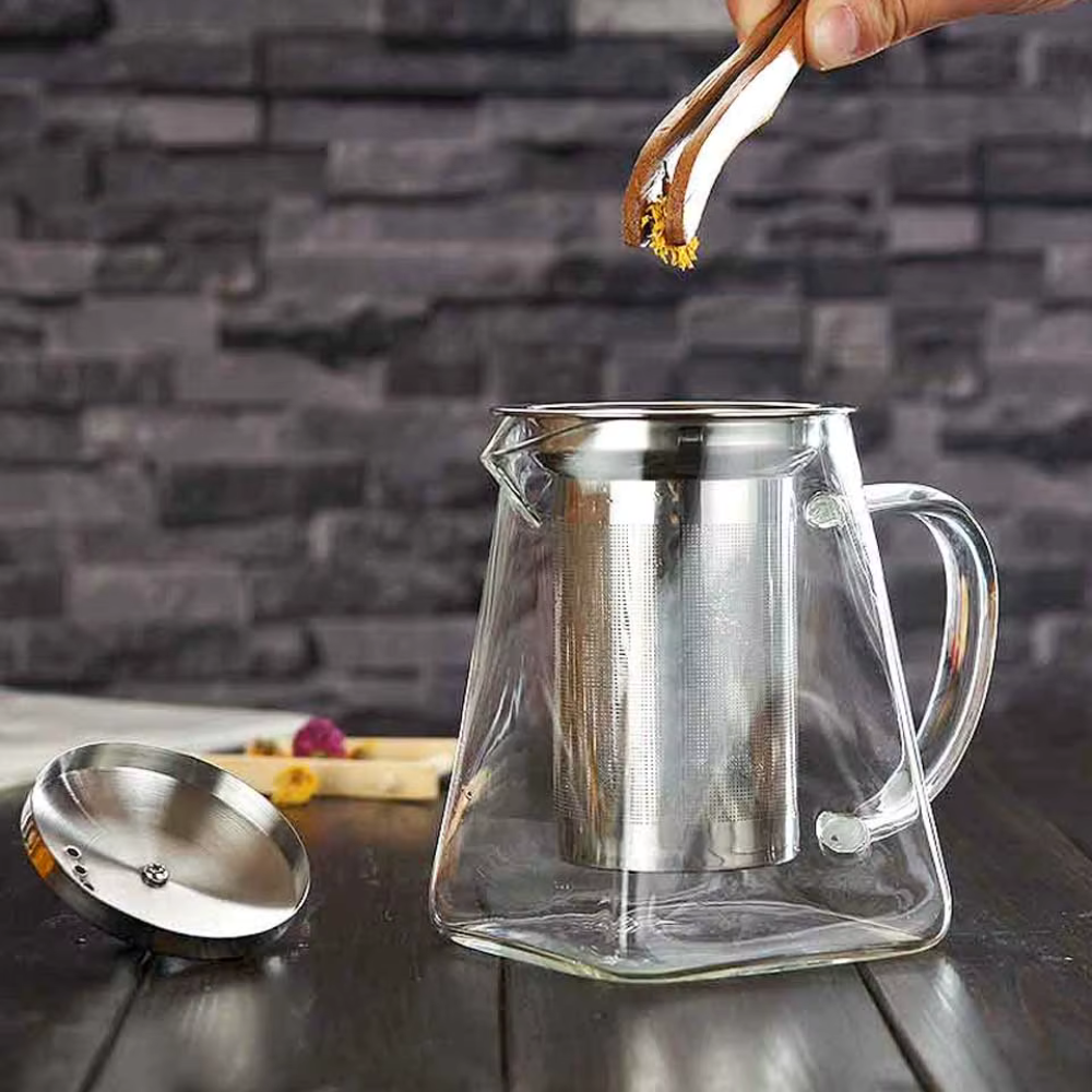 Glass Teapot With Tea Infuser, Heat Resistant Borosilicate Tea Kettle With Stainless Steel Filter