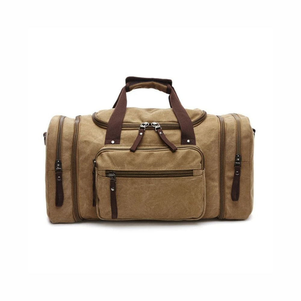 Canvas Duffle Bag Large Travel Weekender Pack with Rugged Shoulder Strap