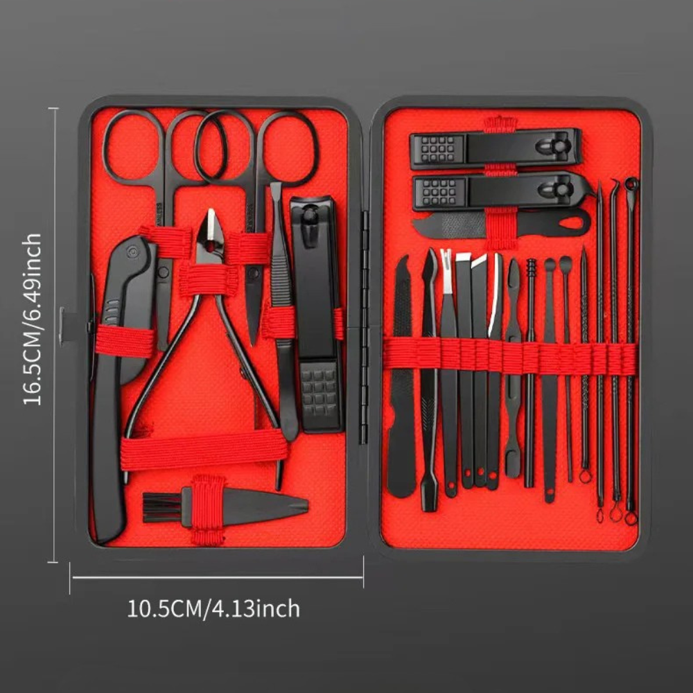 Mens Thick Nail Clipper Set Stainless Steel Portable Grooming Kit