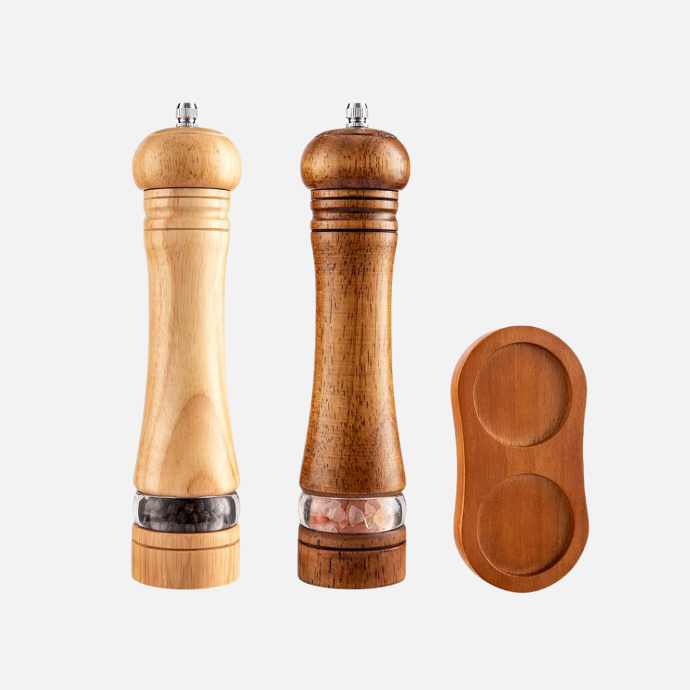 Wooden Salt & Pepper Grinder With Acrylic Viewing Window