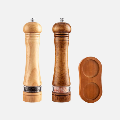 Wooden Salt & Pepper Grinder With Acrylic Viewing Window