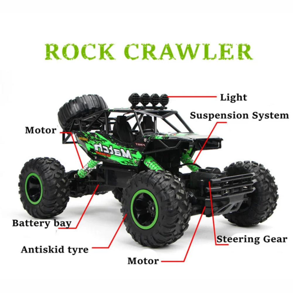 RC Monster Truck Rock Crawler 4x4, Remote Control Car With 50m Range