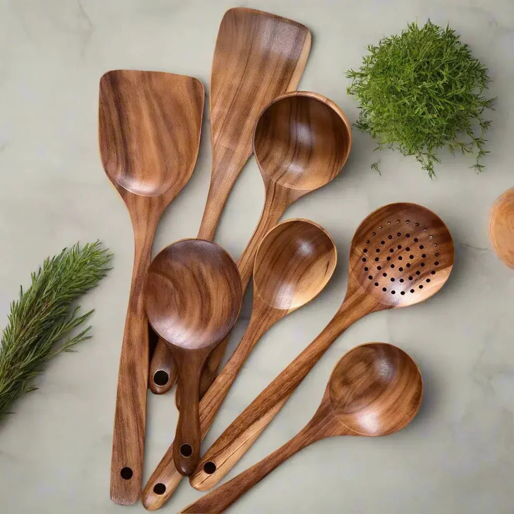 Wooden Utensil 7-Piece Kitchen Set