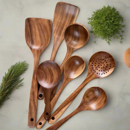 Wooden Utensil 7-Piece Kitchen Set