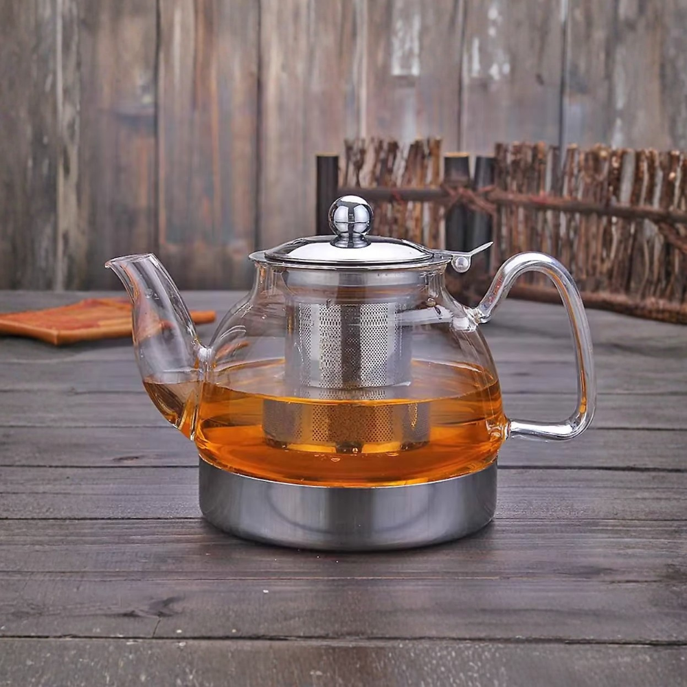 High Borosilicate Glass Teapot Stovetop Gas and Induction Cooker, Boiling Water Tea Kettle With Stainless Steel Filter