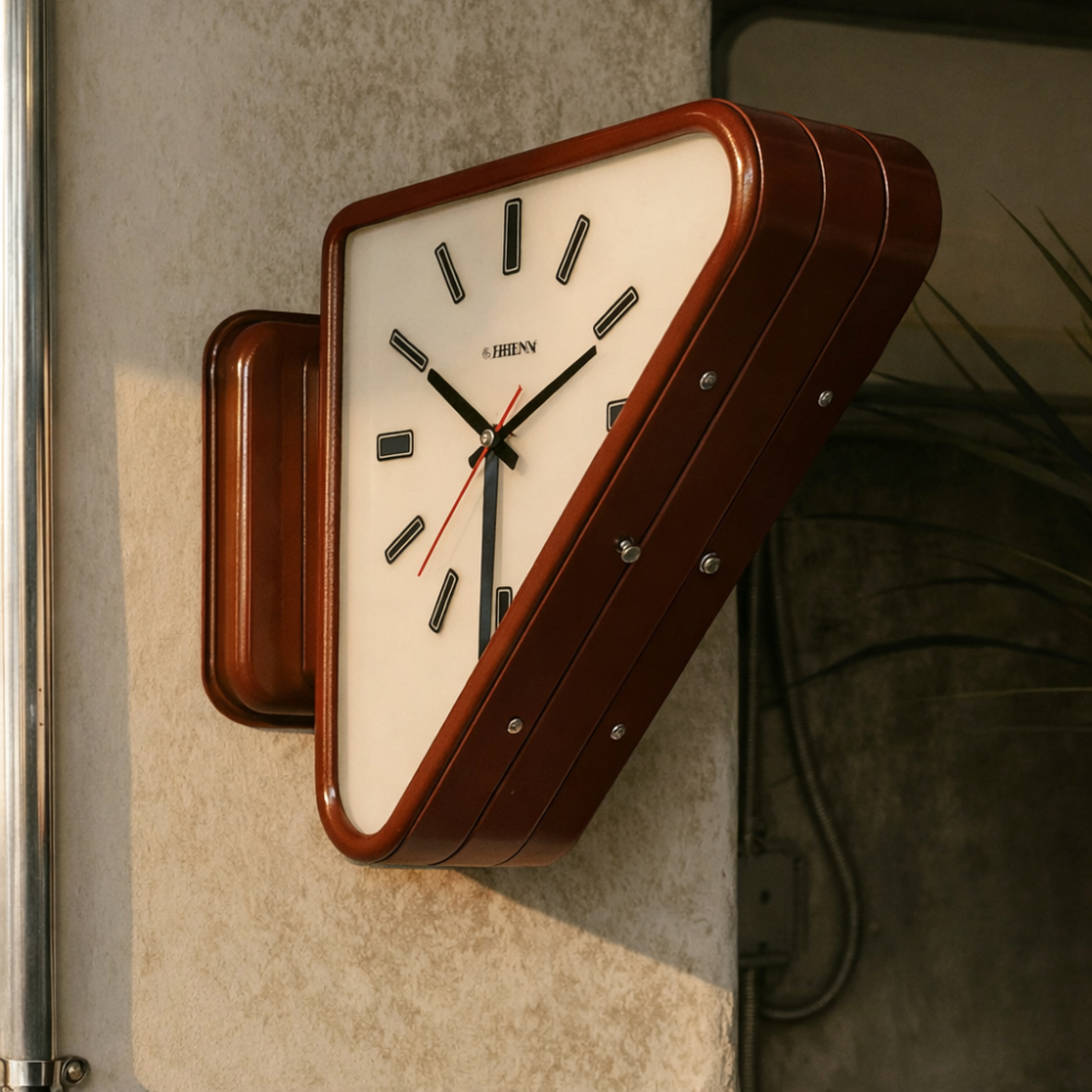 Analogue Clocks Double Sided Metal Wall Mounted Silent Geometric Timekeeper
