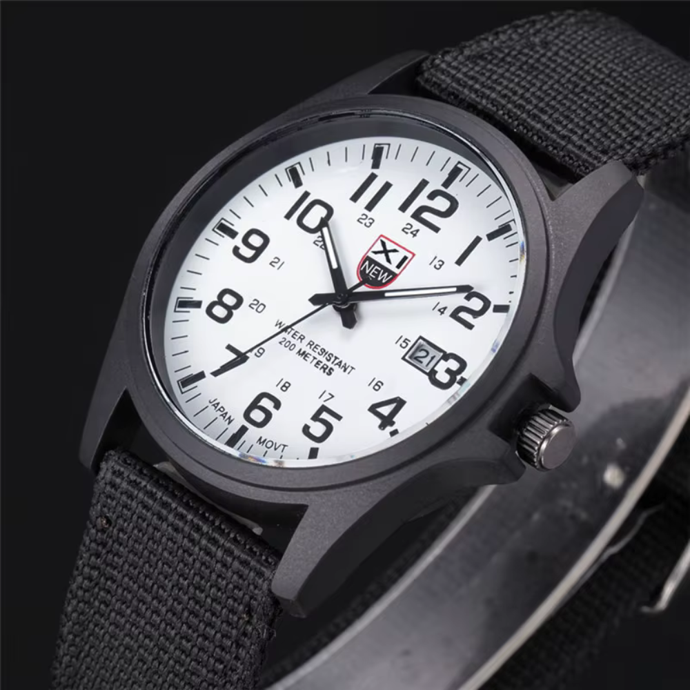 Mens Watches Tactical Field Military Style Quartz Watch with LED