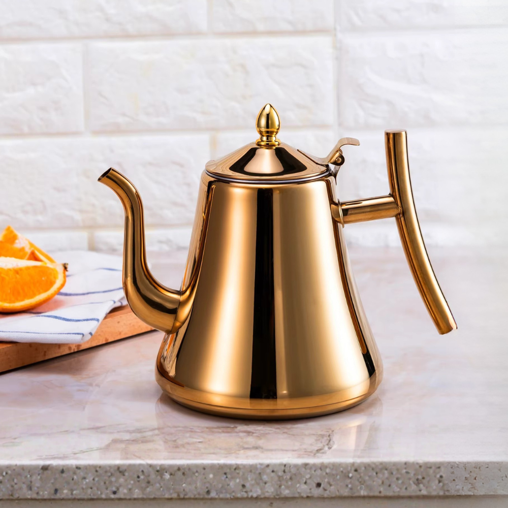 Stainless Steel Teapot With Filter, Induction Tea Kettle Cooker With Stainless Steel Lid