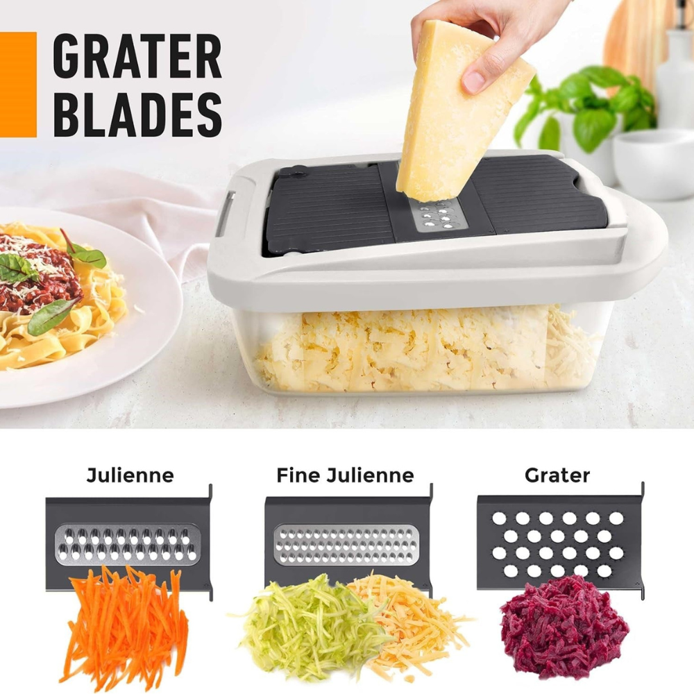 Vegetable Slicer with 8 Blades, 10-in-1 Chopper For Faster Cutting and Grating