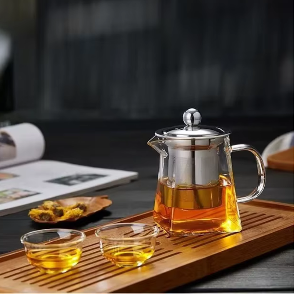 Glass Teapot With Tea Infuser, Heat Resistant Borosilicate Tea Kettle With Stainless Steel Filter