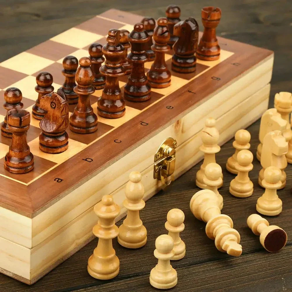 Wooden Folding Chess Set, Magnetic Board Game