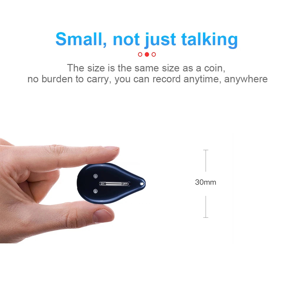 Keychain Voice Recorder with 100 Hour Memory Storage and Audio Activation