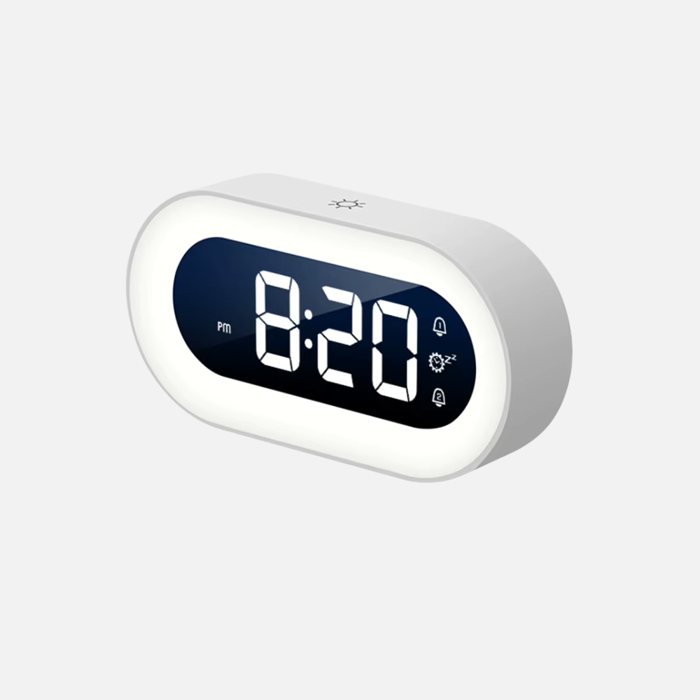 Digital Alarm Clock With Soft Dimmable Night Light, Pill Shape Nightstand Alarm Clock