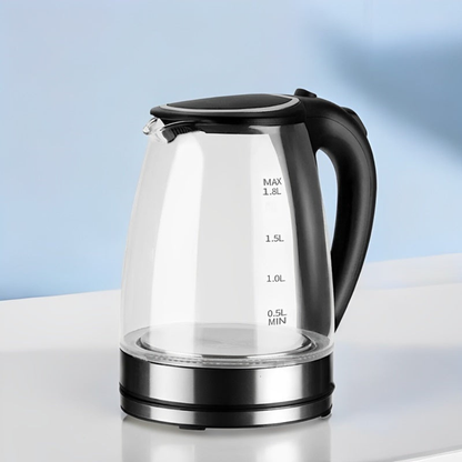 Electric Tea Kettle 1.8L Cordless Borosilicate Glass with Blue LED Light