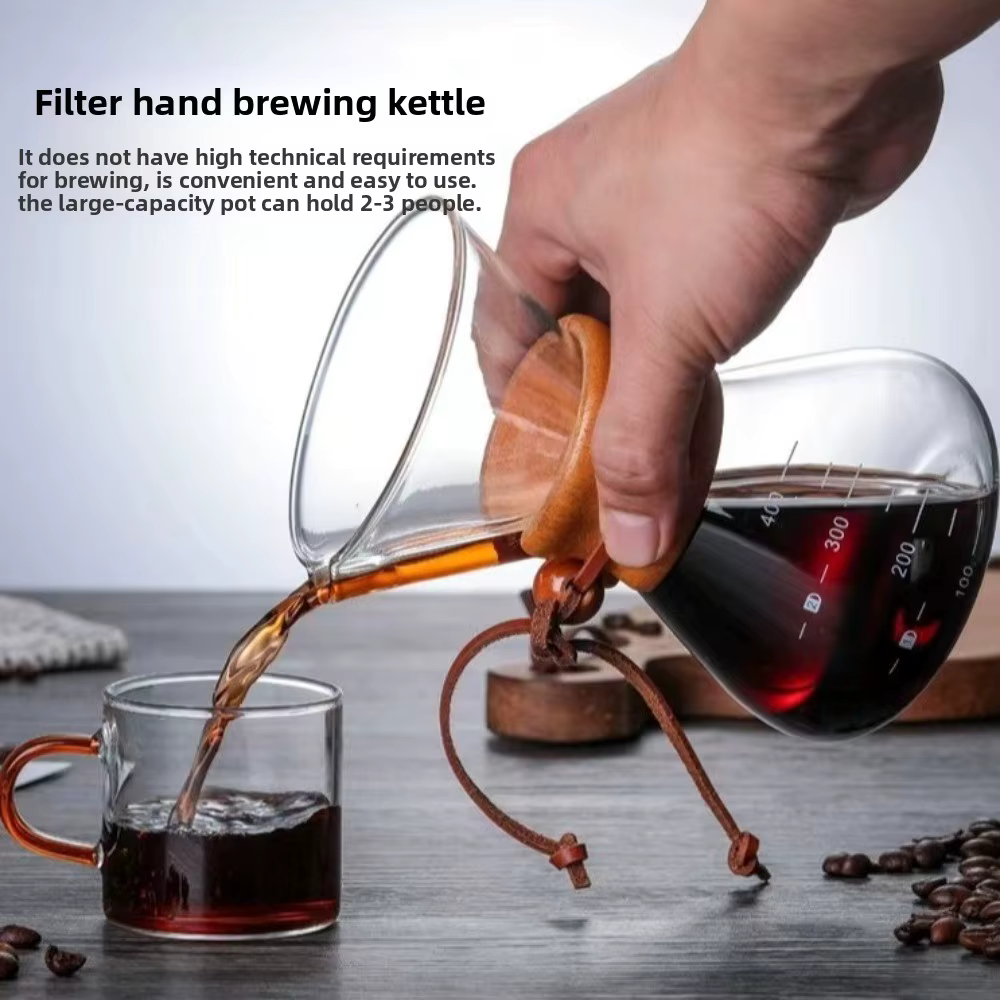 Pourover Coffee Brewer Glass Pot and V60 Dripper Set with Metal Filter