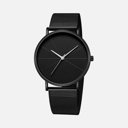 Quartz Watch with Analog Baton Dial Timepiece - Stainless Steel Case