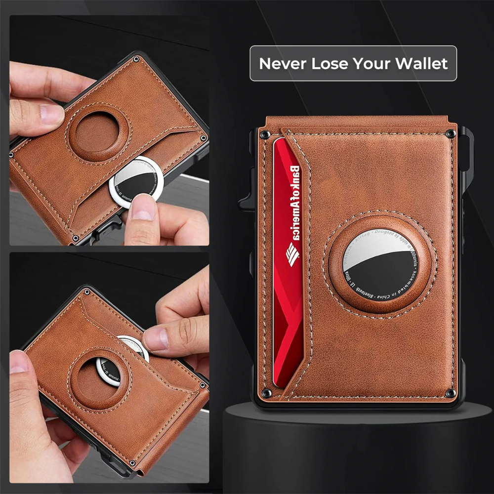 Wallet with RFID Blocking Card Holder and AirTag Slot for Daily Carry