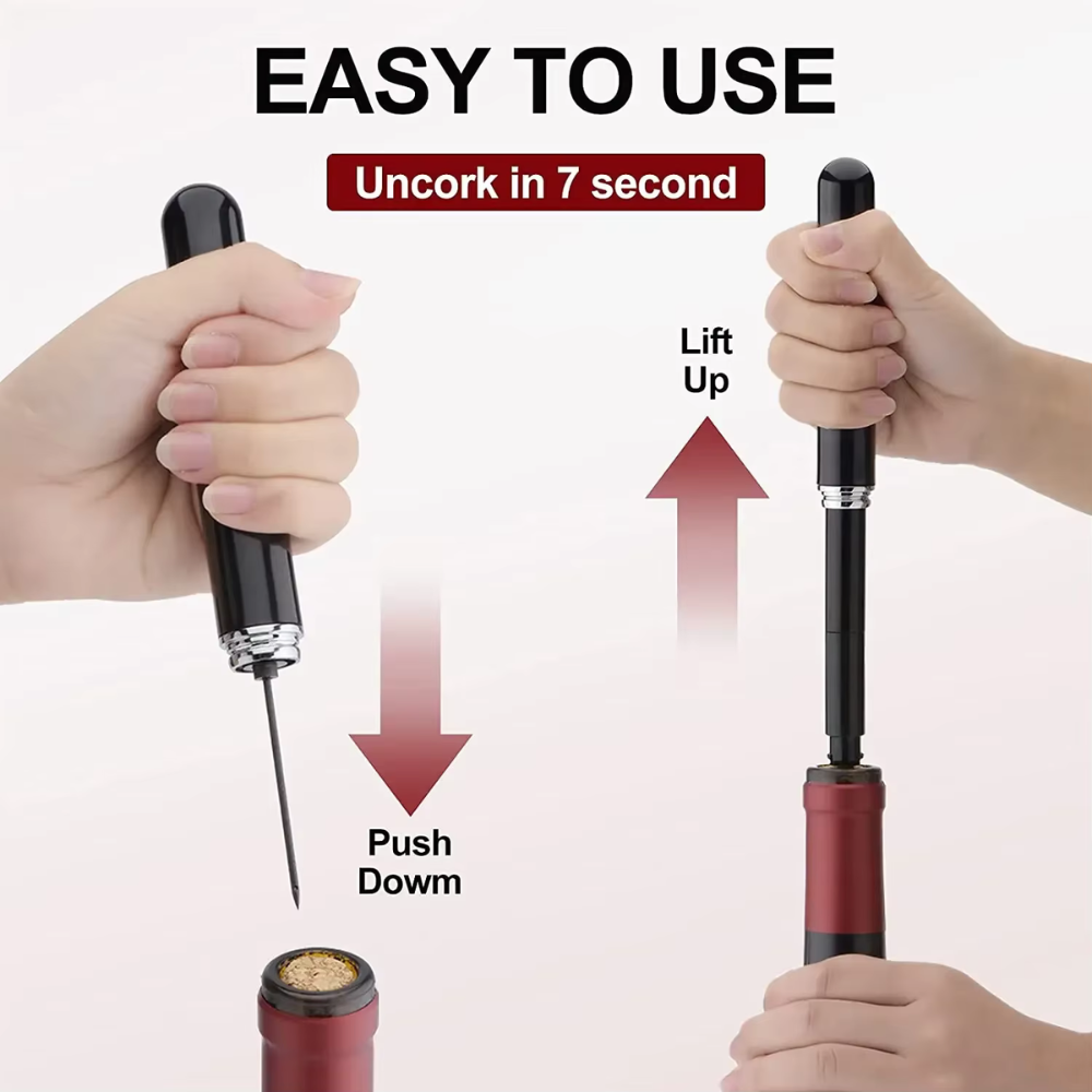 Air Pump Cork Remover, Wine Opener With Foil Cutter