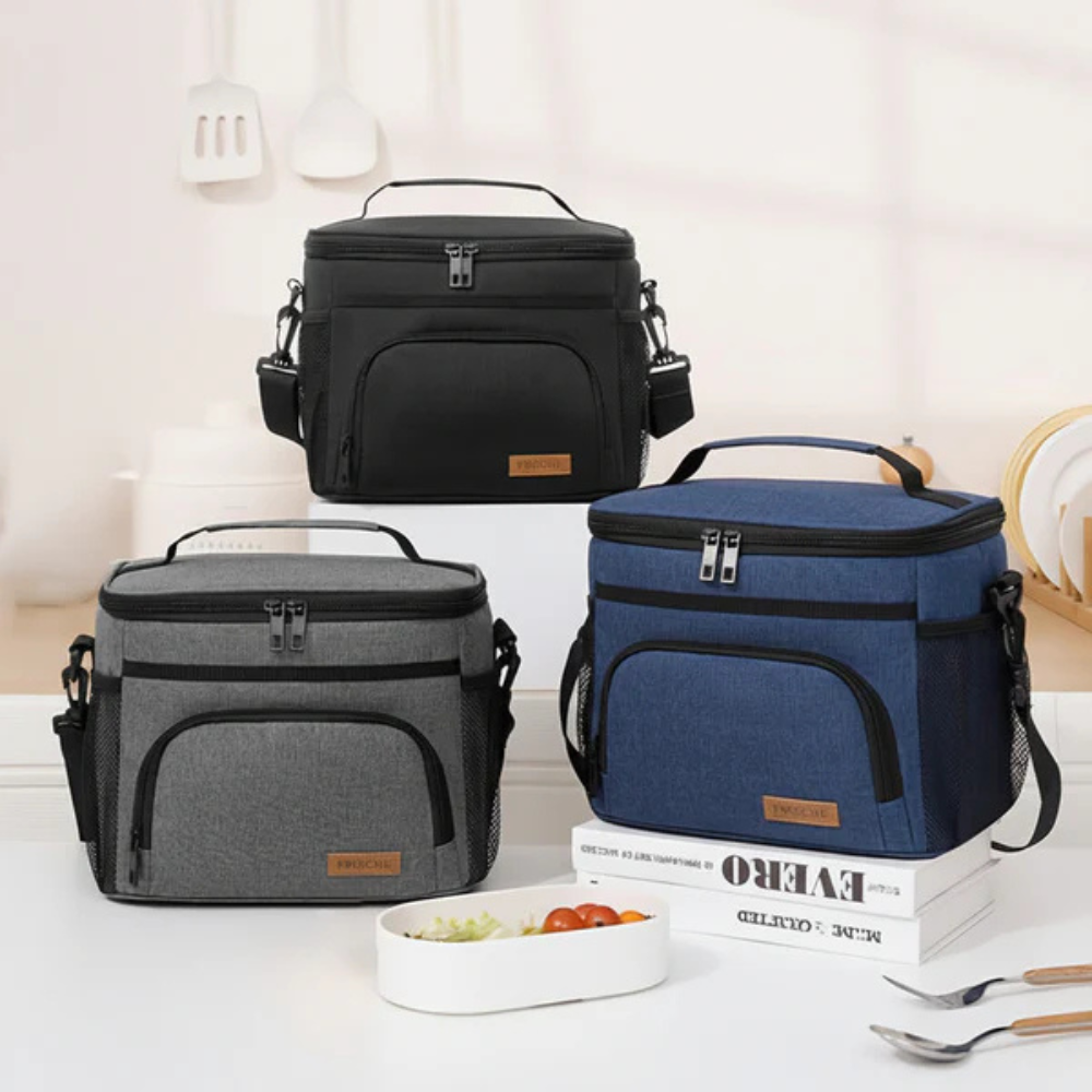 Insulated Lunch Bag with Adjustable Shoulder Strap and Thermal Lining