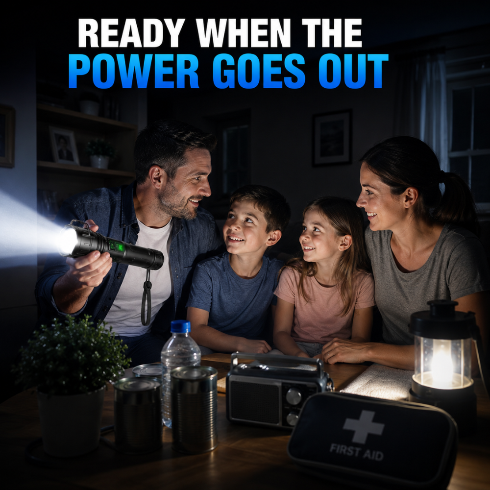 Rechargeable LED Flashlight, Tactical Power Bank Zoomable Torch Light