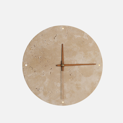 Modern Minimalist Wall Clock Travertine Natural Stone Backlit LED Sconce