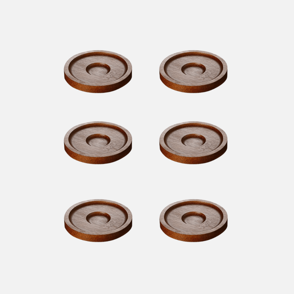 6 Wooden Coasters For Whiskey Glasses, Coffee & Tea Cups And Drinking Glasses
