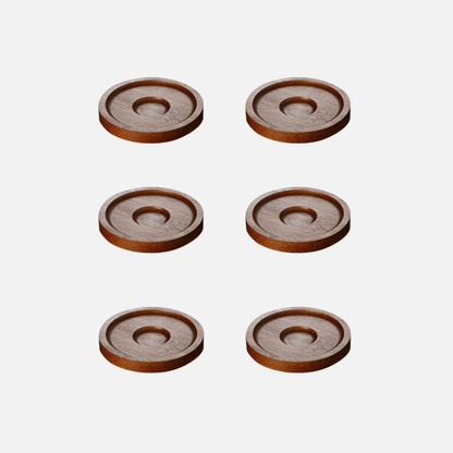 6 Wooden Coasters For Whiskey Glasses, Coffee & Tea Cups And Drinking Glasses