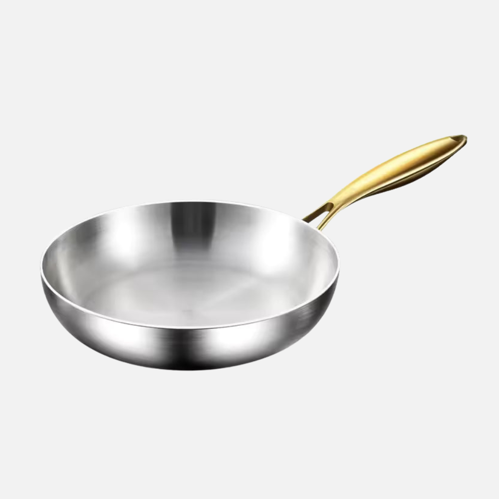 Frying Pan Stainless Steel 316 Multi Cooktop Wok with Glass Lid