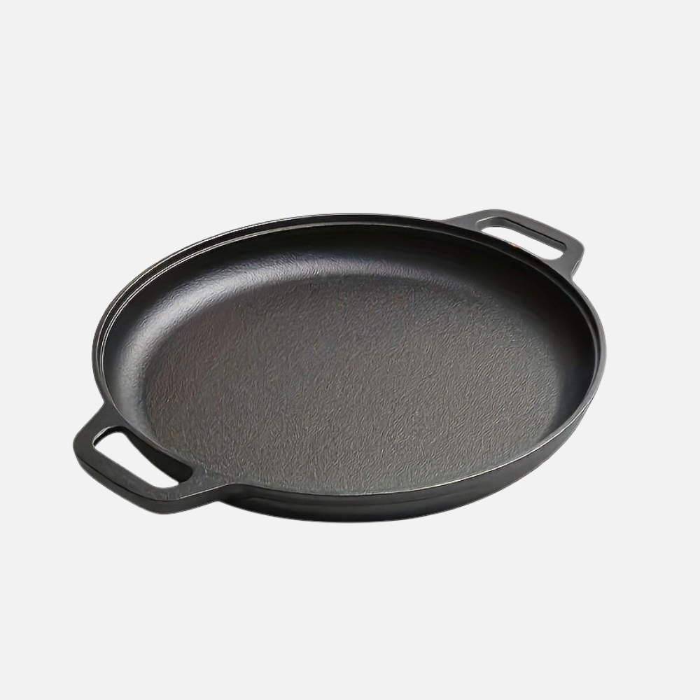 Cast Iron Skillet Pan Griddle Round Multi Cooking Surface with Dual Handles