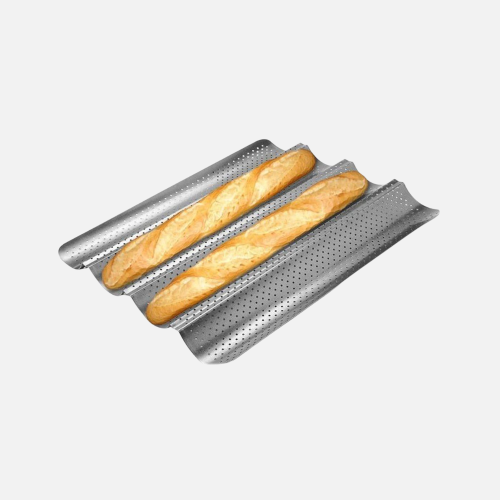 Stainless Steel Baguette Baking Or French Bread Pan With Grooves For Oven - Curved Moulding Baking Bread Pan