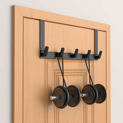 Over the Door Coat Rack with 5 Alloy Steel Utility Storage Hooks