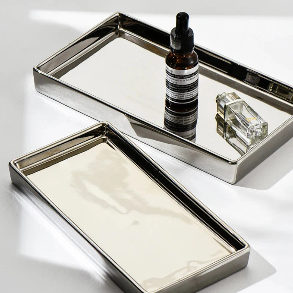 Rectangular Electroplated Ceramic Tray With 4 Different Sizes