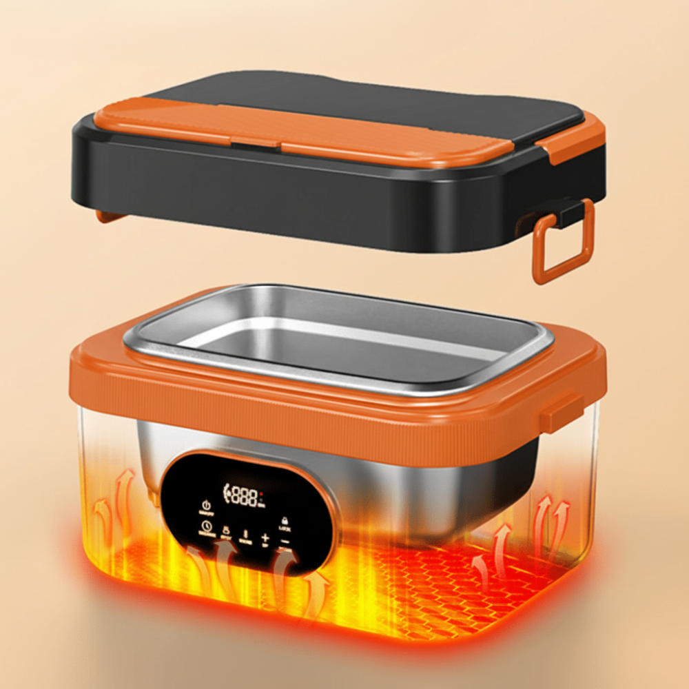 Portable Food Warmer Electric Lunch Box with Wireless Self Heating and Smart Timer