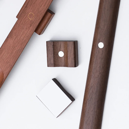 Long Handled Shoe Horn with Solid Wood Body and Magnetic Storage Mount