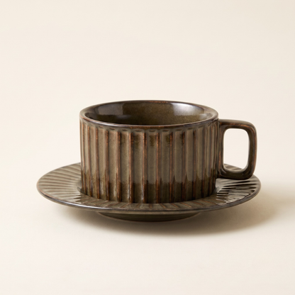 8 oz Coffee Mug with Kiln Fired Glaze and Non Slip Base Vintage Style