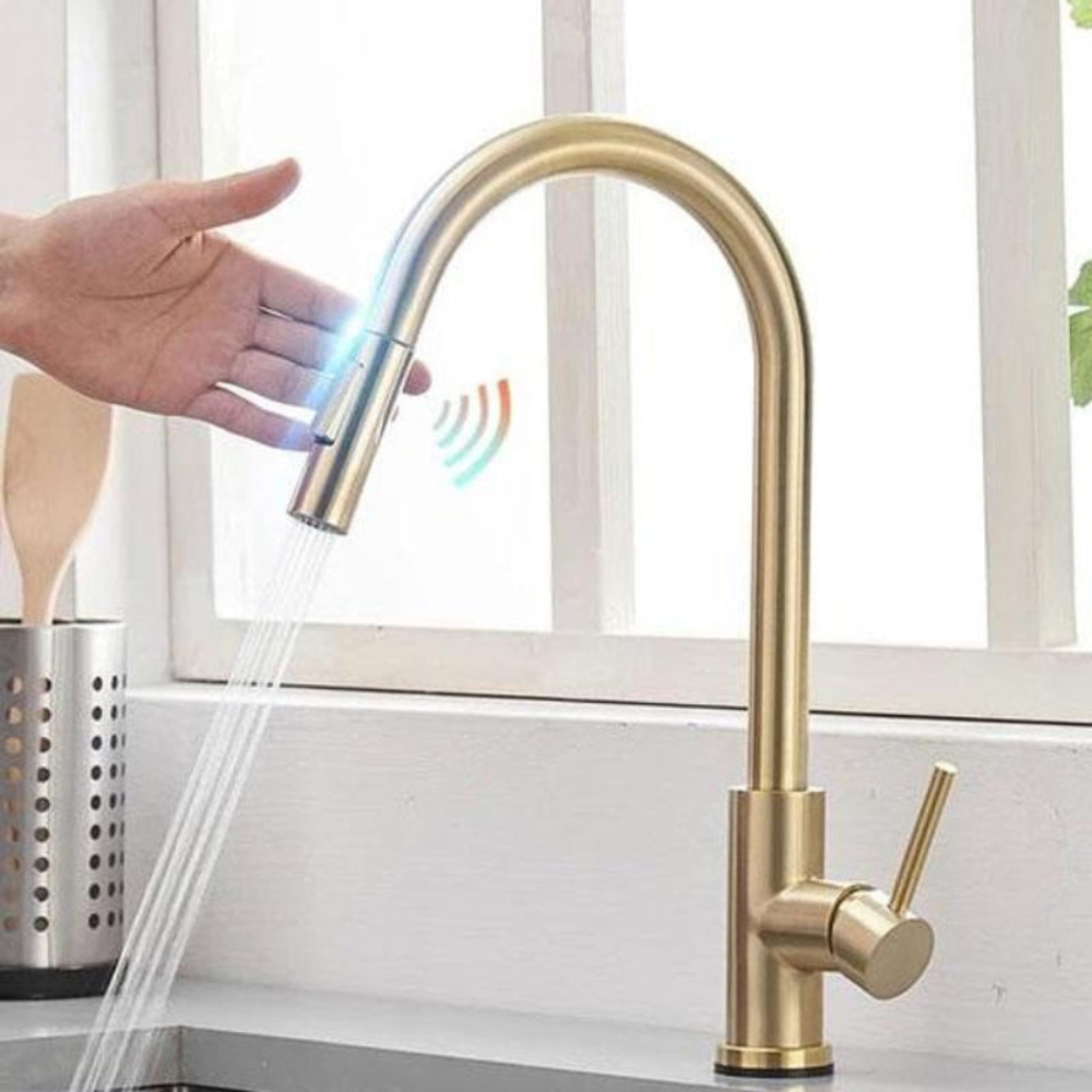 Kitchen Sensor Faucet Water Tap, Stainless Steel Smart Touch With 4 Colors
