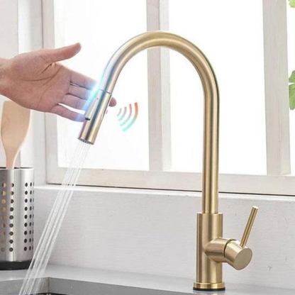 Kitchen Sensor Faucet Water Tap, Stainless Steel Smart Touch With 4 Colors